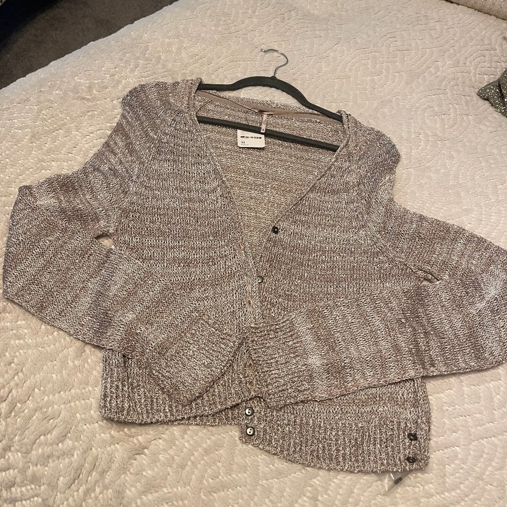 Free People Silver Lightweight Cardigan NWT Size M